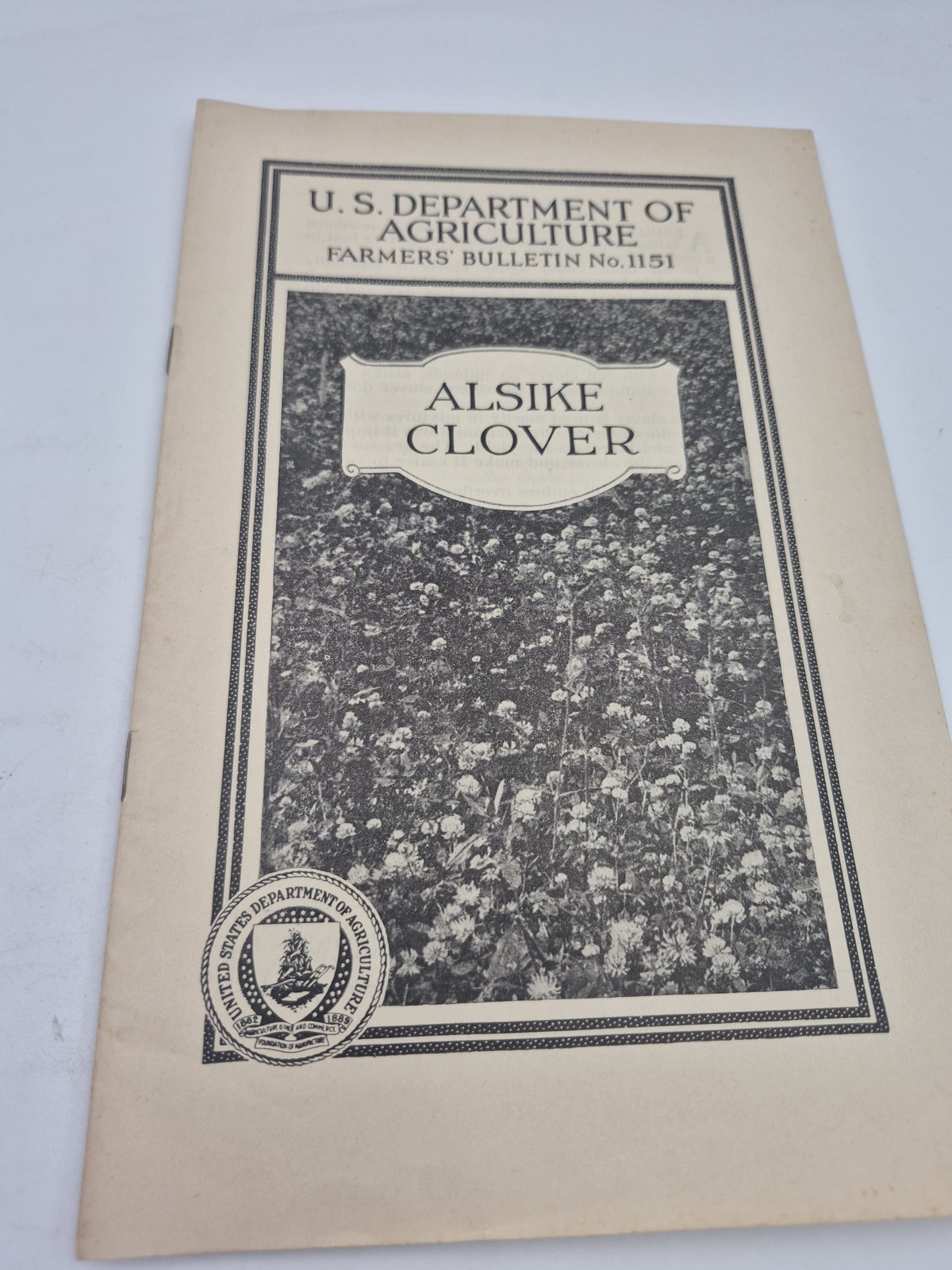 Vintage U.S. Dept of Agriculture Farmers' Bulletin No. 1151 Alsike Clover 1924