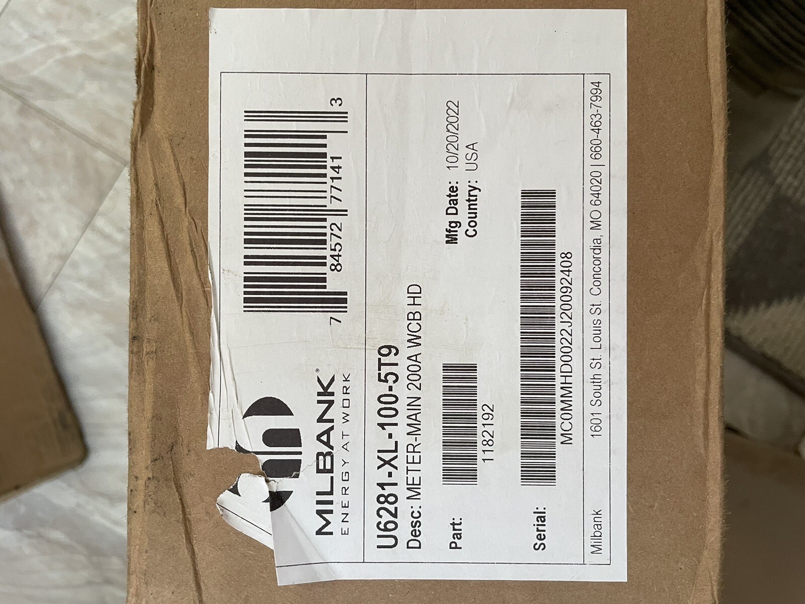 Milbank U6281-XL-100-5T9 Ringless Meter Socket - Gray