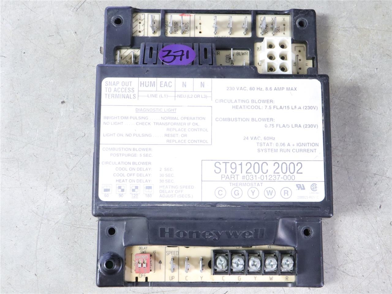Honeywell ST9120C2002 Furnace Control Circuit Board 031-01237-000