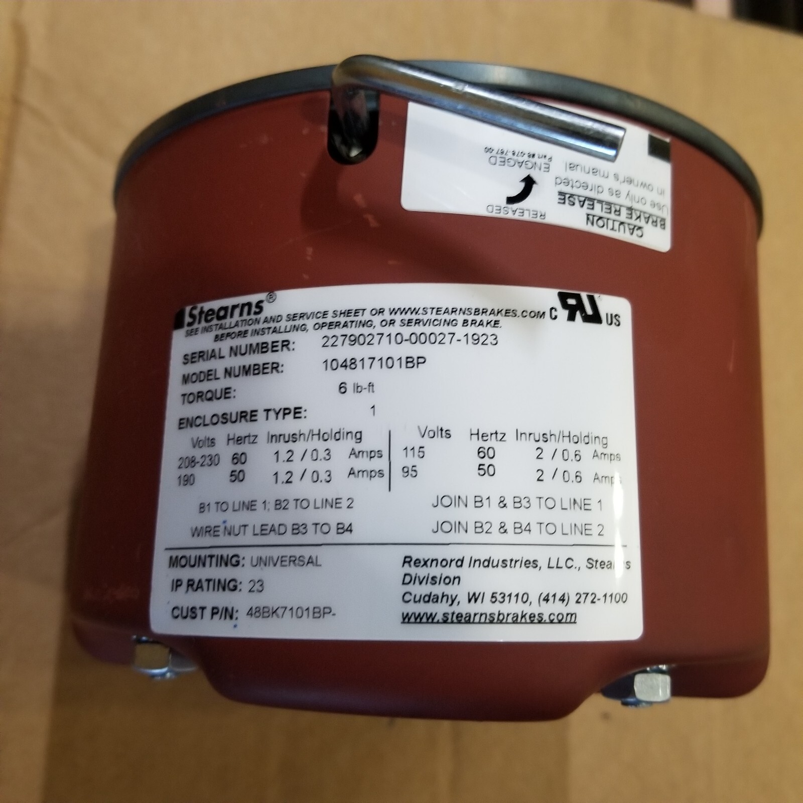STEARNS 104817101BP BRAKE ASSY-STD NEW OPEN BOX STEARNS 104817101BP BRAKE ASSY-STD NEW OPEN BOX