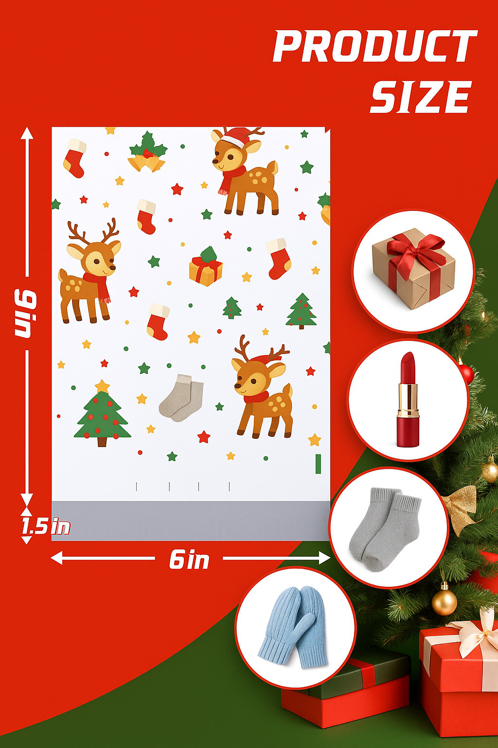Christmas Poly Mailers Cute Holiday Shipping Bags Custom 6