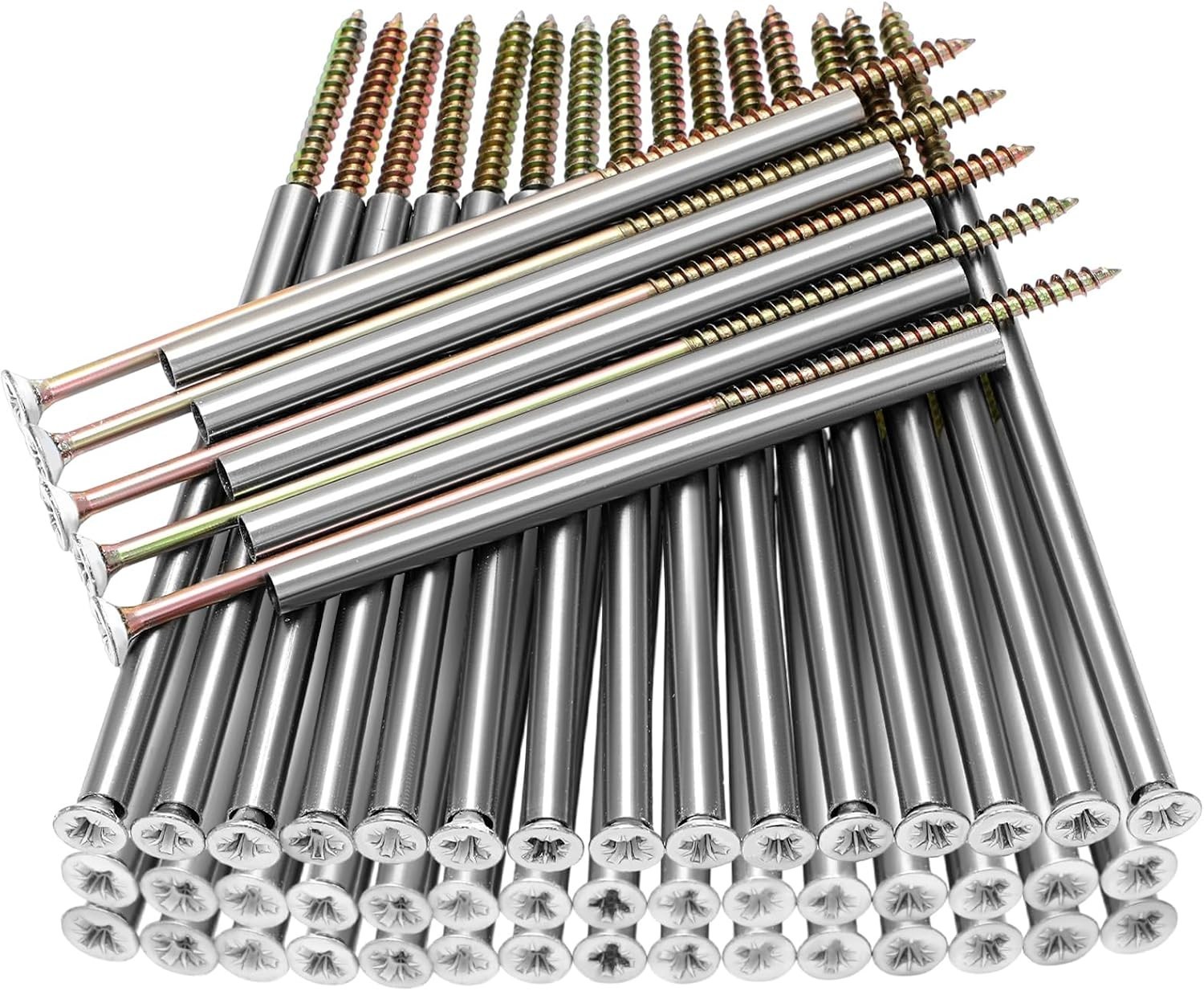 50 Pcs 7in Gutter Screws with Metal Ferrule, White