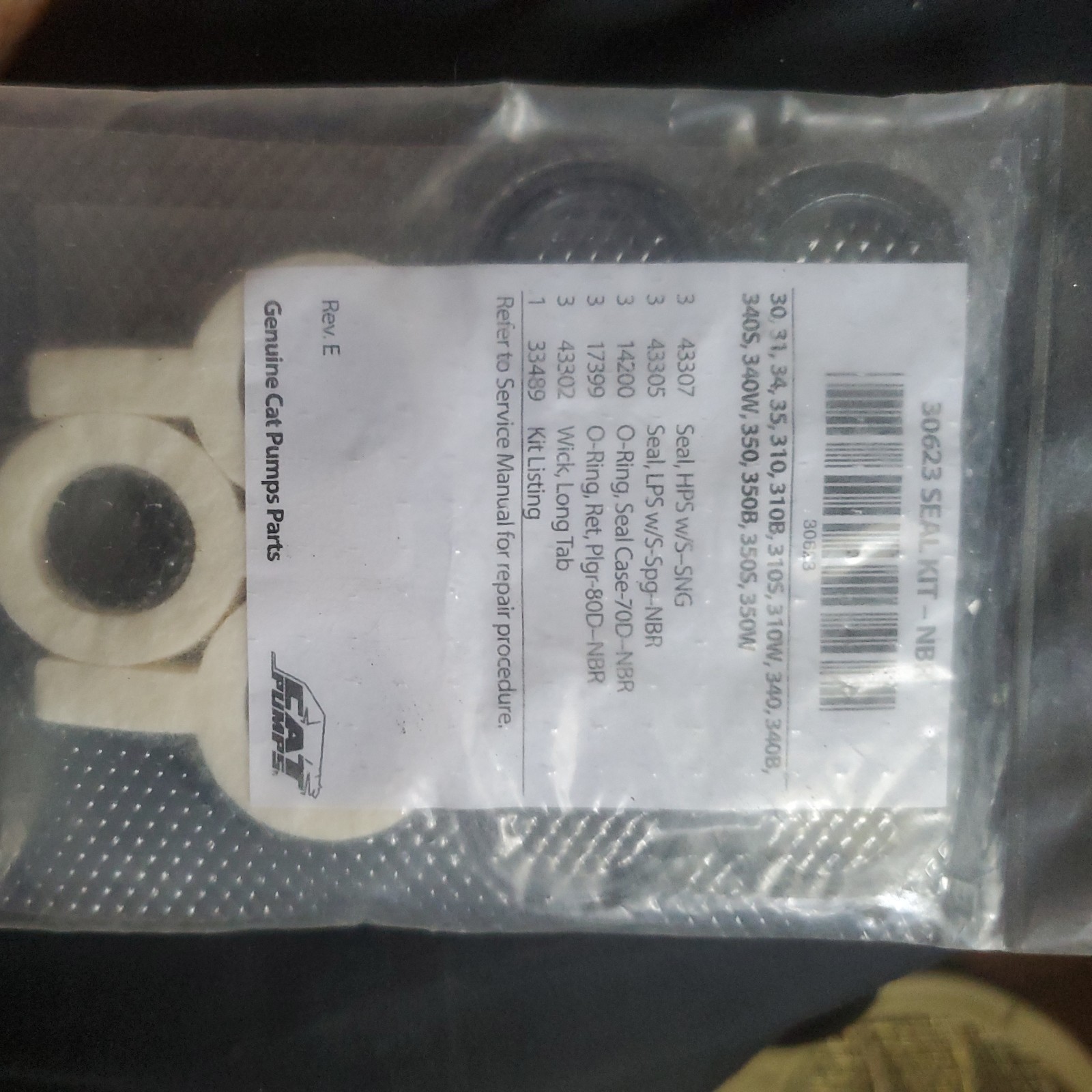 30623 CAT PUMP Seal Kit 310, 340 & 350 PUMPS **Priority Shipping 30623 CAT PUMP Seal Kit 310, 340 & 350 PUMPS **Priority Shipping