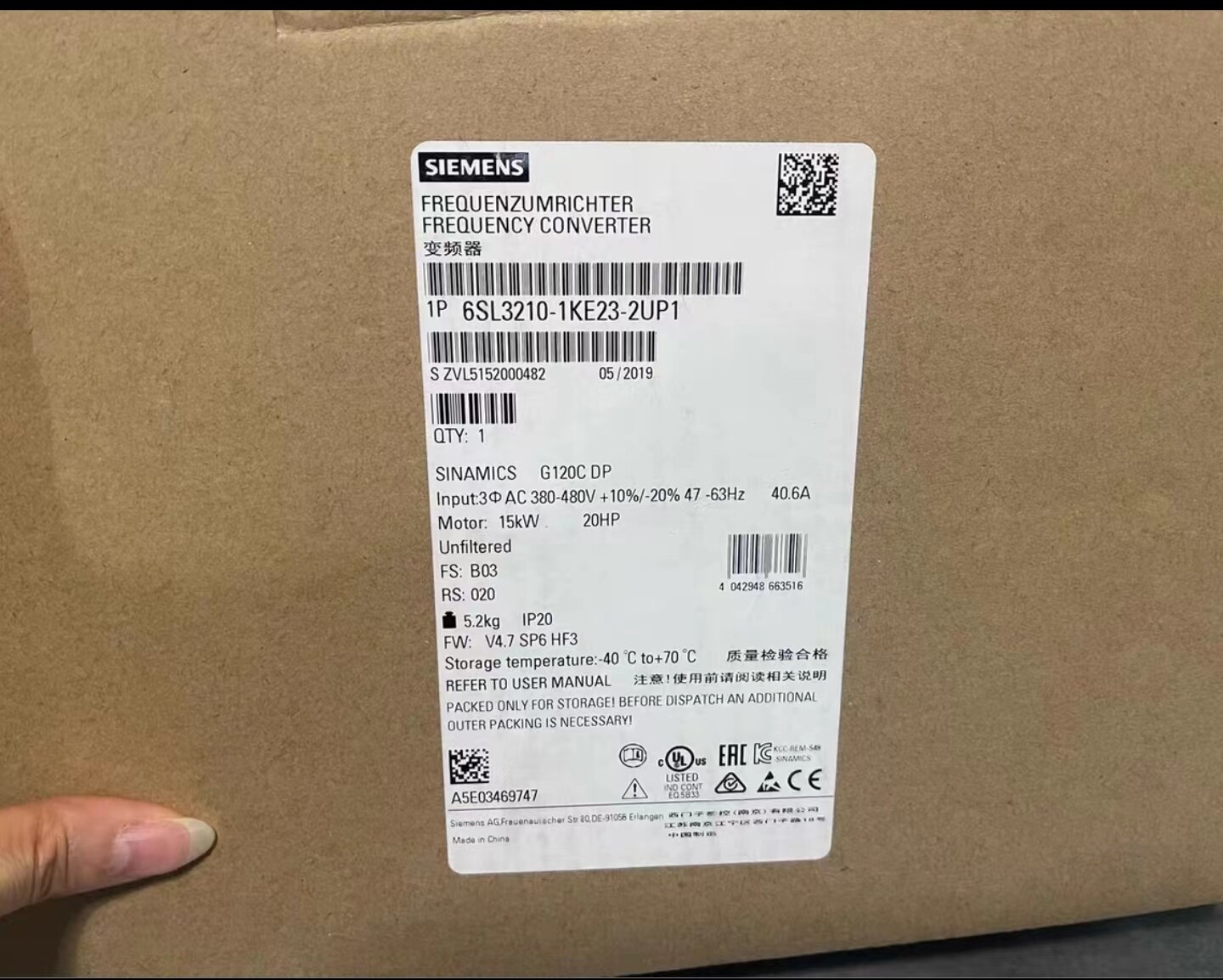 1PC Siemens 6SL3 210-1KE23-2UP1 6SL3210-1KE23-2UP1 New In Box Expedited Shipping