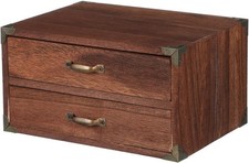 Vintage Wooden Drawer Storage Cabinet with 2 Drawers Compact Desktop Organizer picture