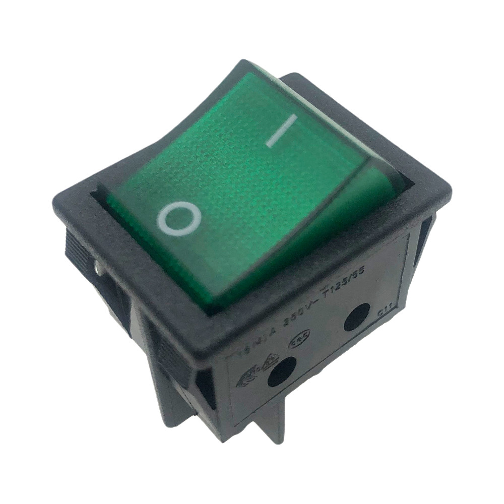 Canal R Series Rocker Switch Green Double Pole 20A 16A 125V 250V Canal R Series Rocker Switch Green Double Pole 20A 16A 125V 250V