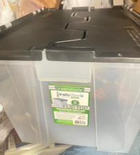 1 Greenmade 1501927  Instaview 12 gal Black/Clear Hinged-Lid Tote Stackable (DR) picture