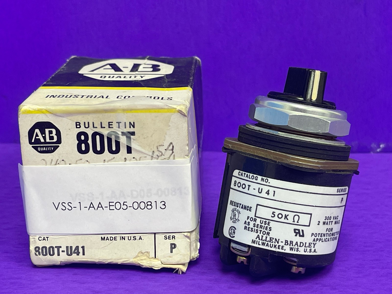 Allen Bradley 800T-U41  30.5mm Potentiometer Unit, 50 Kilohms Resistive Element