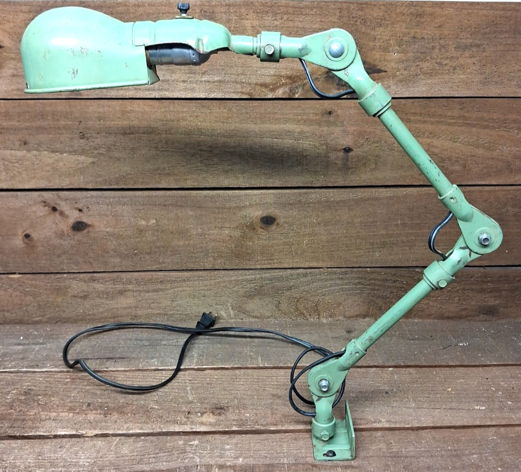 Vintage Industrial Articulating Fostoria Lamp Light Machine Age w/ Mount Bracket