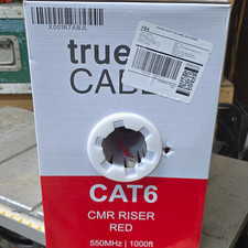 trueCABLE CAT6 CMR Riser Network Cable, Copper, Red, 1000 ft picture