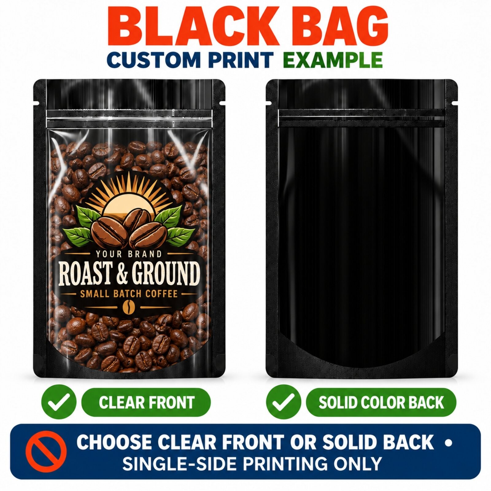 100PCS Custom Print Glossy Mylar Bags Clear Front Stand Up Resealable Foil Pouch