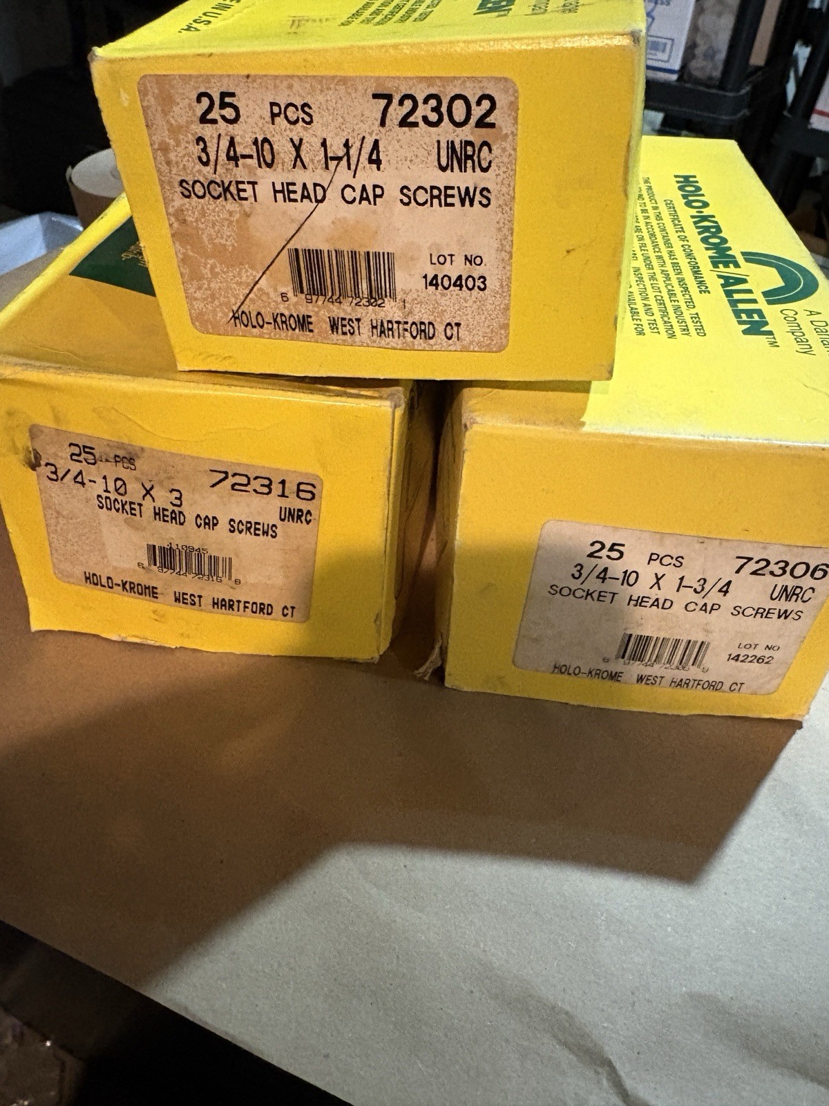 Holo-Krome 3/4-10 Socket Head Cap Screws Assorted Lengths NOS Lot of 3 Boxes