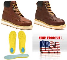 Mens Safety Work Boots 6 inch Soft Toe Wedge Sole Waterproof Shoes picture