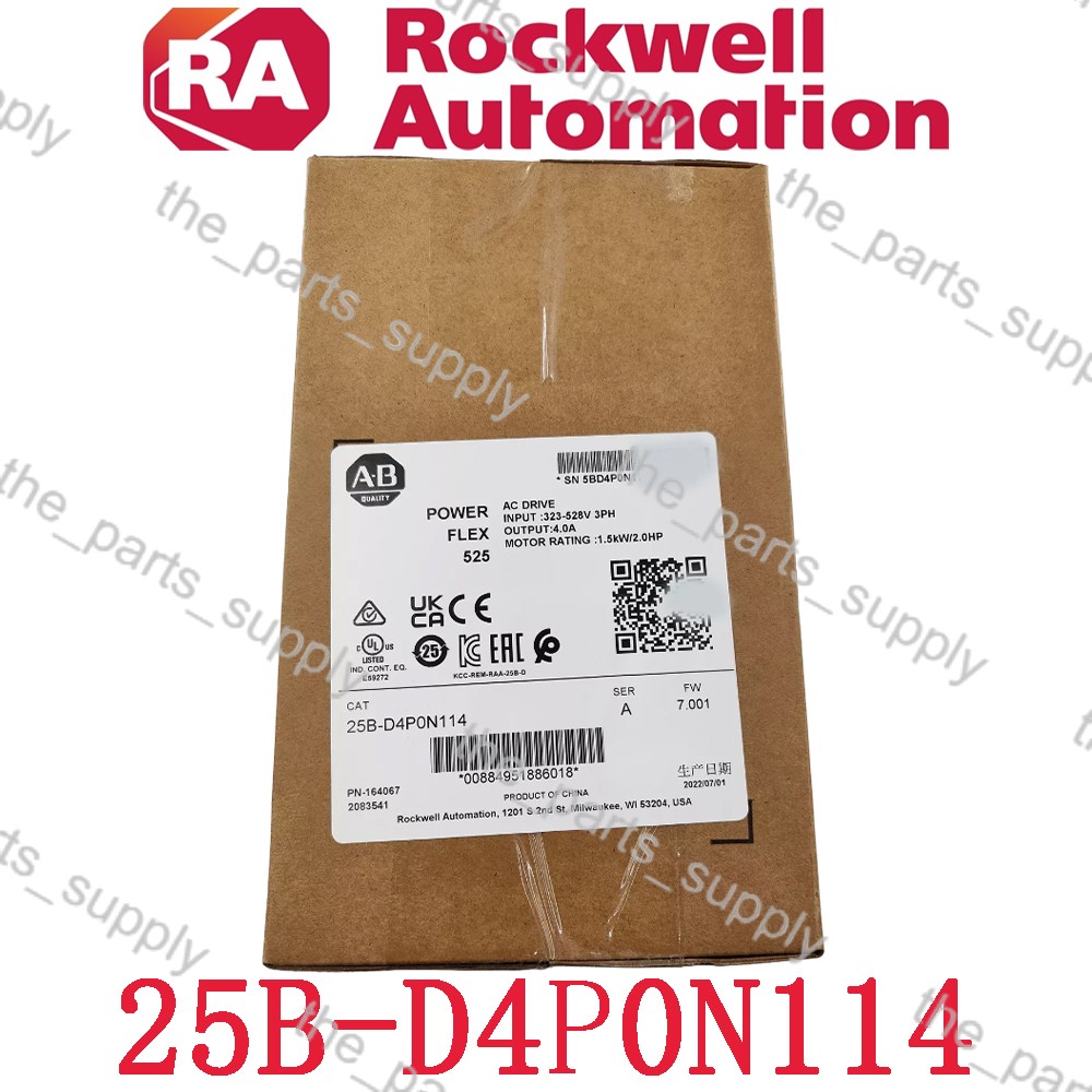 2023 Surplus Sealed AB 25B-D4P0N114 PowerFlex 525 AC Drive 2 HP 480V